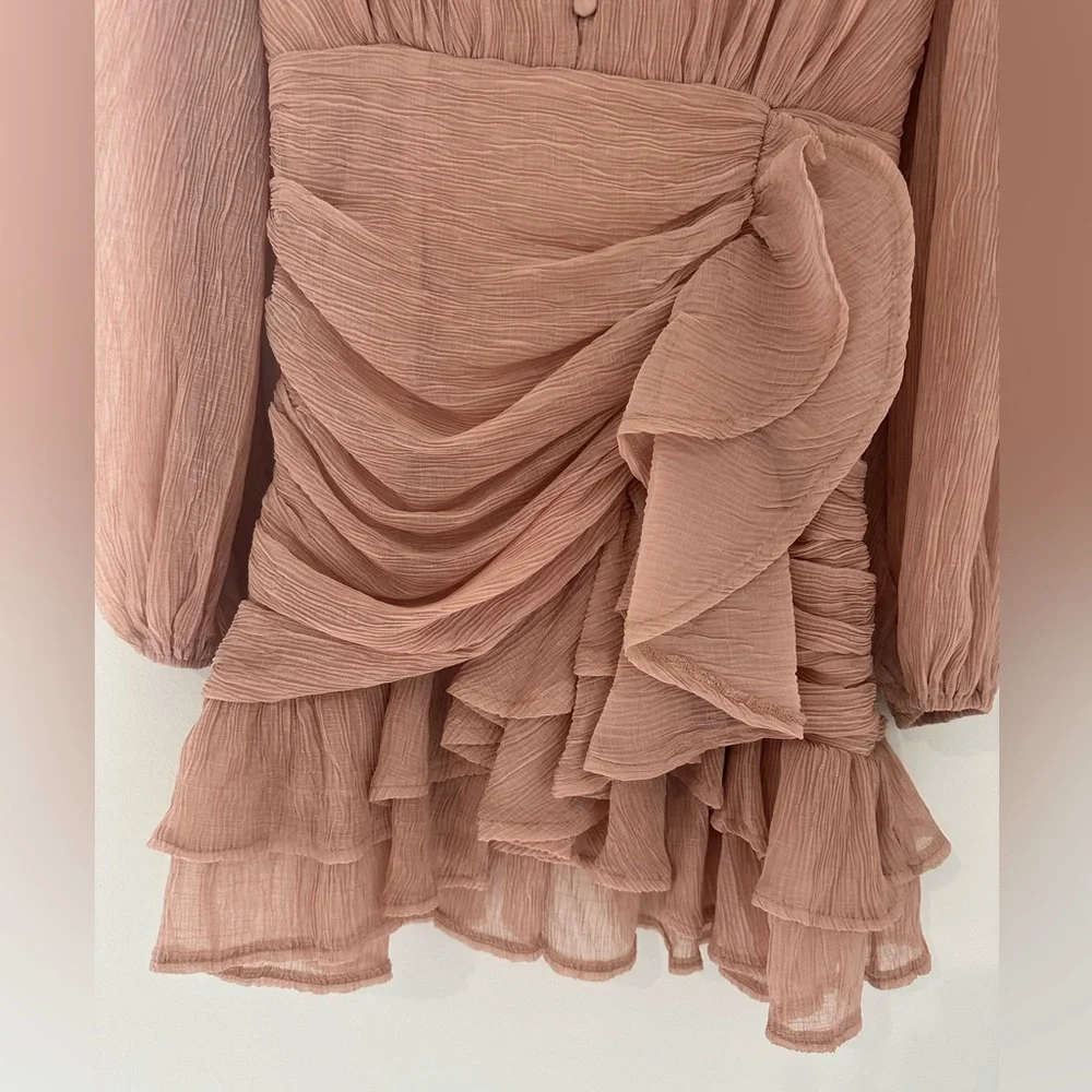 Pink Ruffle Mini Dress Size M - Picture 4 of 6